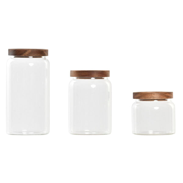 DKD Home Decor Akaasia ja Lasipurkit 3 kpl