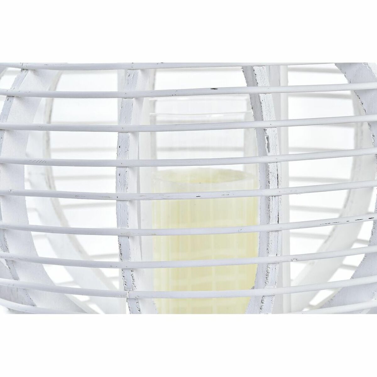 DKD Home Decor Bambu Lyhty Kristalli Valkoinen