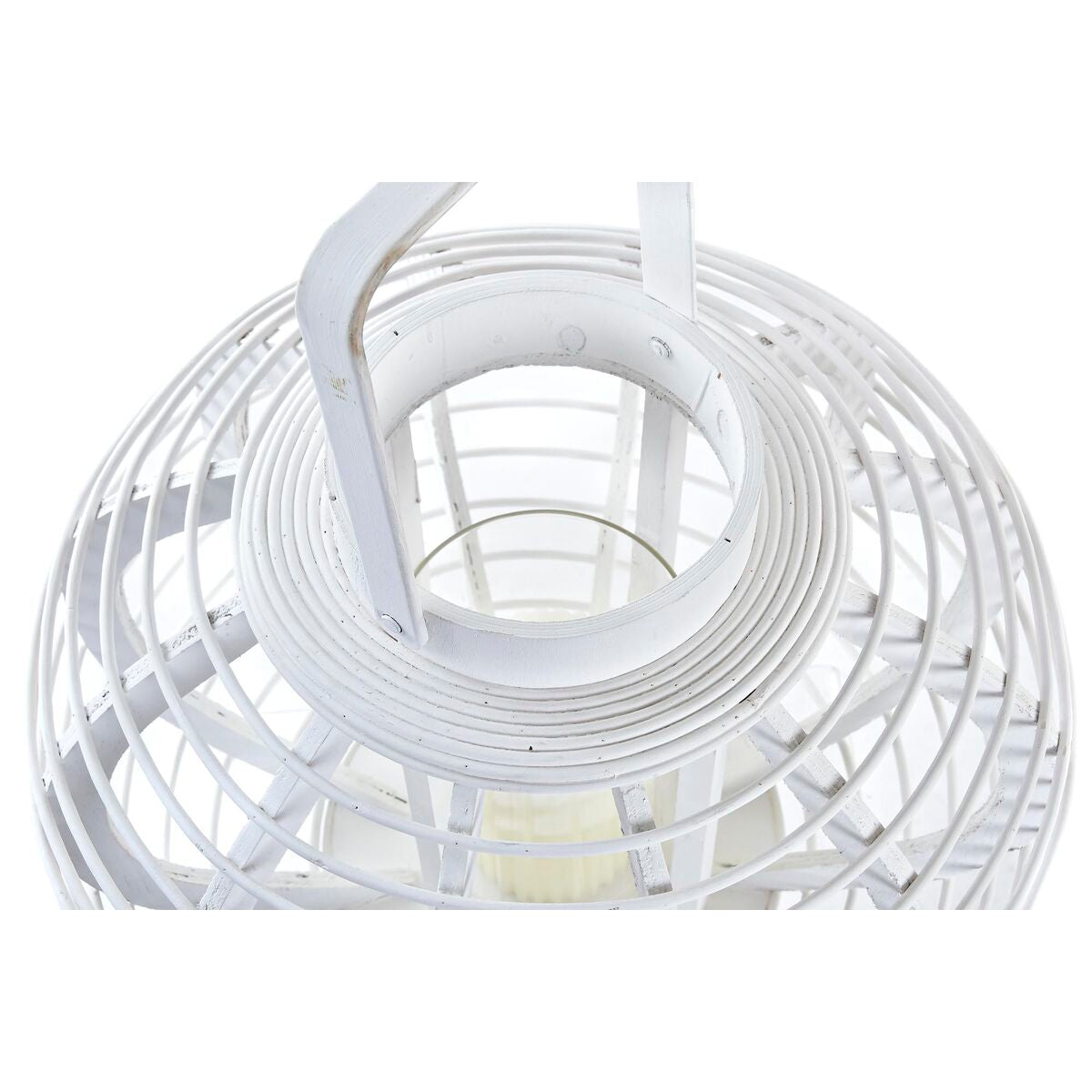 DKD Home Decor Bambu Lyhty Kristalli Valkoinen
