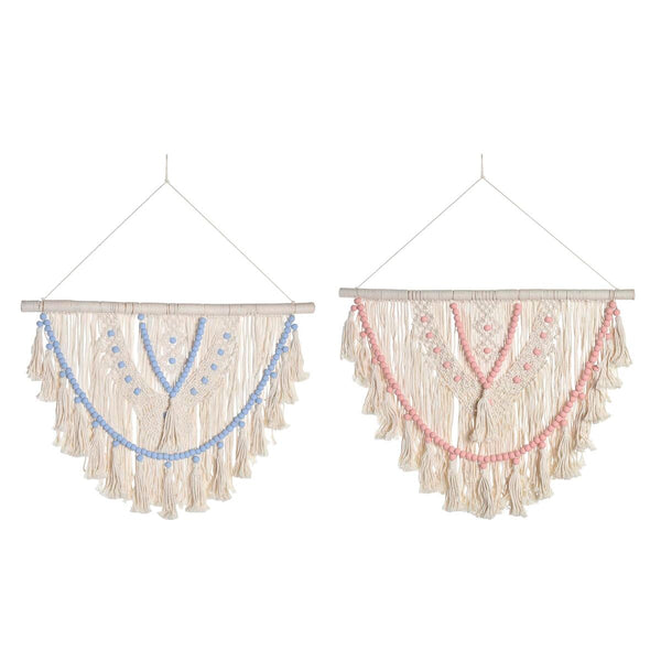 Seinäkoriste DKD Home Decor Sininen Pinkki Kerma