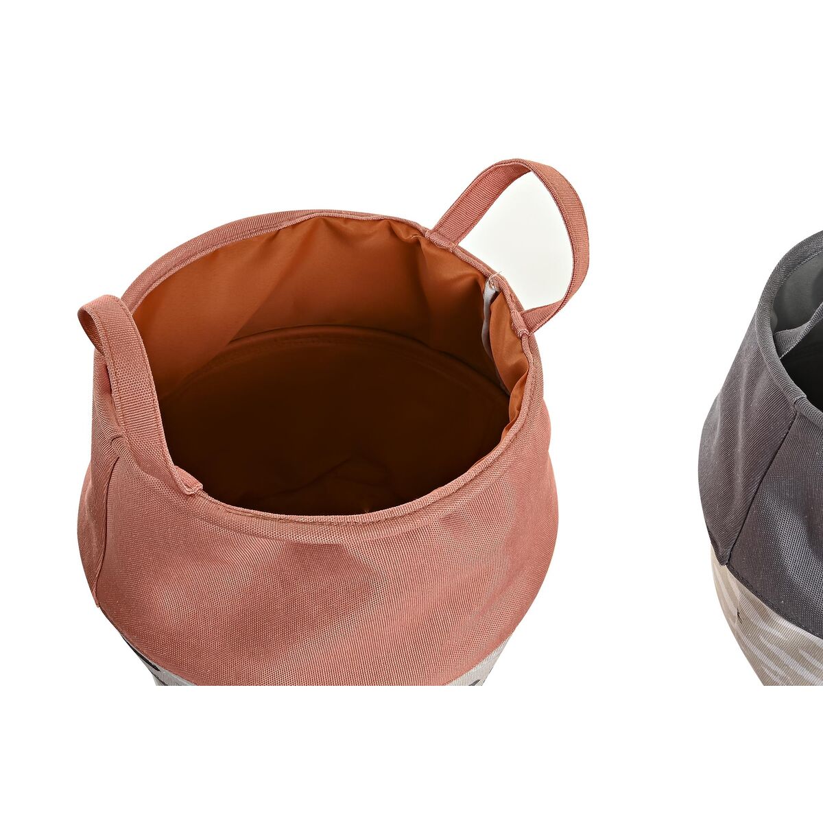 Pyykkikori DKD Home Decor Harmaa Oranssi 3 osaa