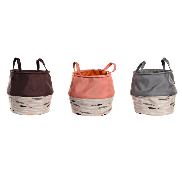 Pyykkikori DKD Home Decor Harmaa Oranssi 3 osaa
