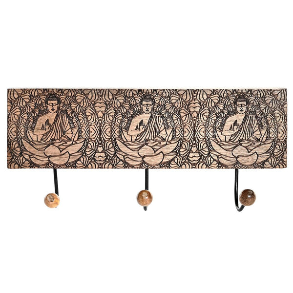 Seinänaulakko DKD Home Decor Mangopuu ja Metalli Buddha