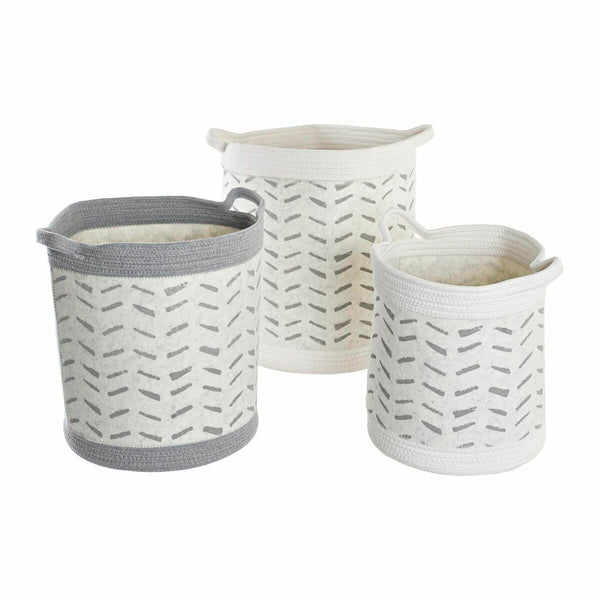 Korisetti DKD Home Decor 3 Kappaletta Valkoinen Harmaa