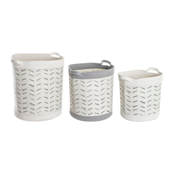Korisetti DKD Home Decor 3 Kappaletta Valkoinen Harmaa