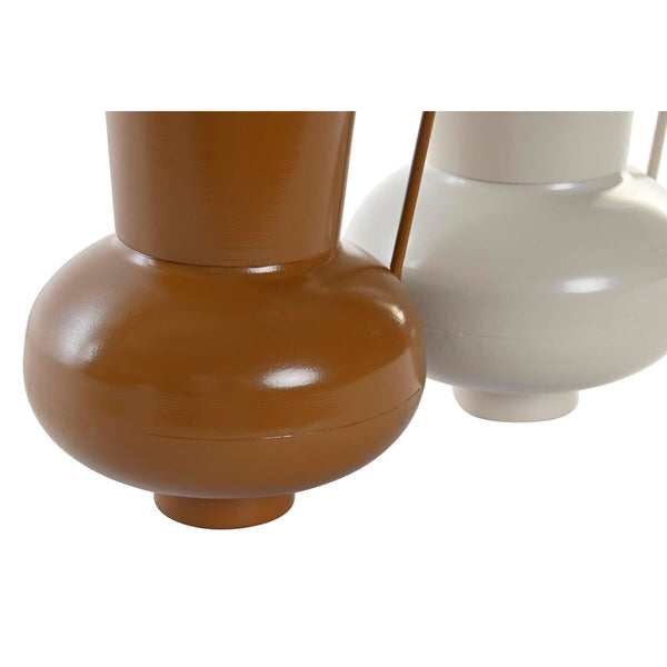 Metallinen Maljakko DKD Home Decor, Beige ja Oranssi, 2 osaa