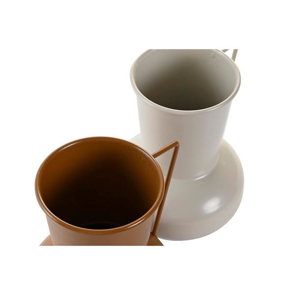Metallinen Maljakko DKD Home Decor, Beige ja Oranssi, 2 osaa