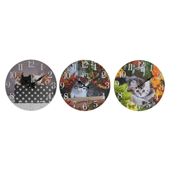 Seinäkello DKD Home Decor Monivärinen Kissa MDF