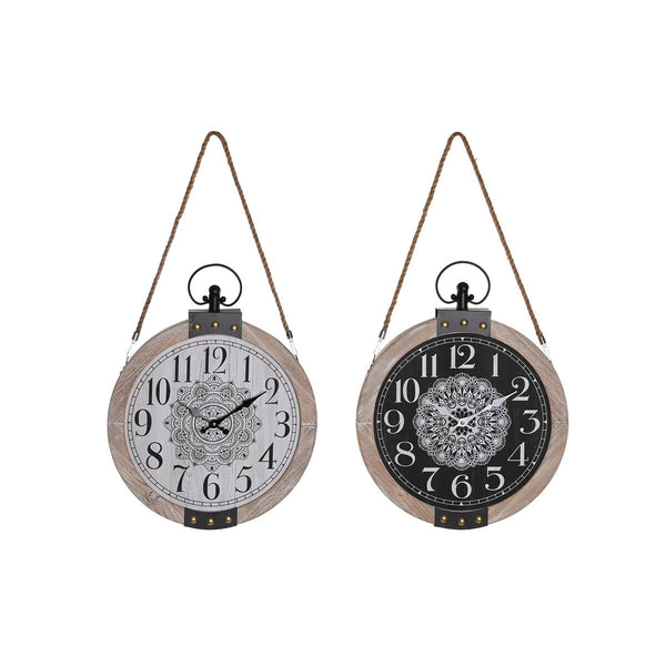 Mandala Seinäkello DKD Home Decor Valkoinen ja Musta