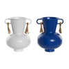 DKD Home Decor Metallinen Maljakko, Valkoinen ja Laivastonsininen, 2 kpl