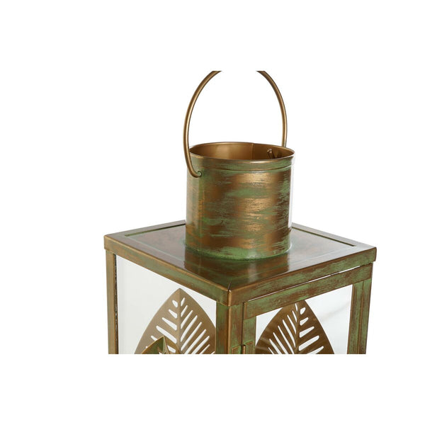Kullattu Metallilyhty Kasvilehtikuvio 16,5 x 16,5 x 50 cm