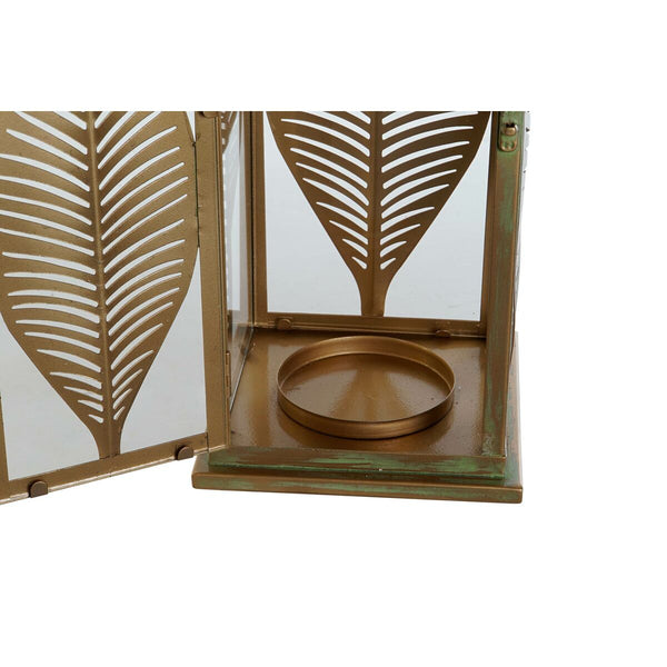 Kullattu Metallilyhty Kasvilehtikuvio 16,5 x 16,5 x 50 cm