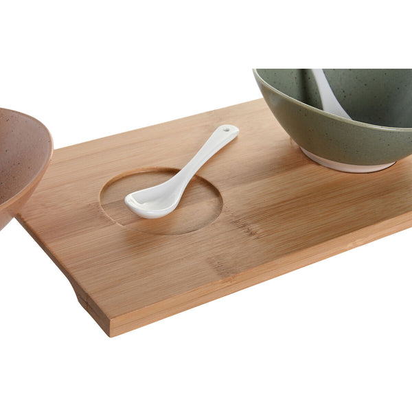 DKD Home Decor Alkuruokasetti Posliini ja Bambu