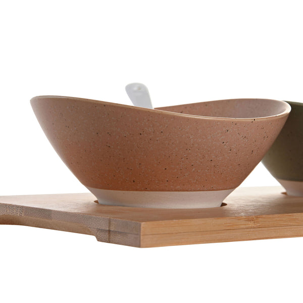 DKD Home Decor Alkuruokasetti Posliini ja Bambu