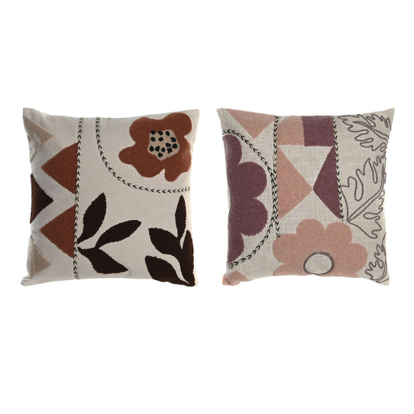 DKD Home Decor koristetyyny 45x45 cm, valkoinen ja pinkki, 2 kpl