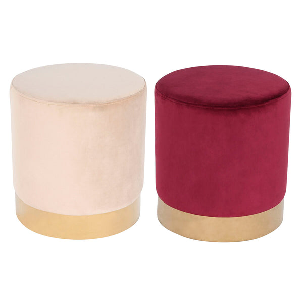 Samettinen Jalkatuki Beige ja Burgundi 40x40x42 cm