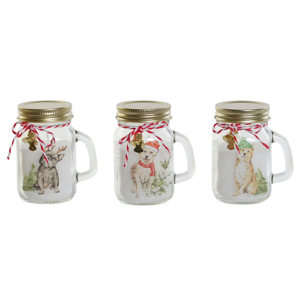 DKD Home Decor Joulu Kynttiläsetti, Valkoinen ja Kullattu, 3 osaa