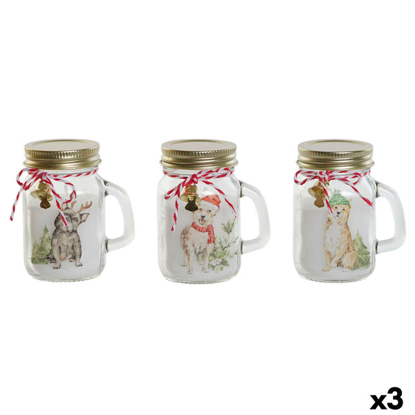 DKD Home Decor Joulu Kynttiläsetti, Valkoinen ja Kullattu, 3 osaa