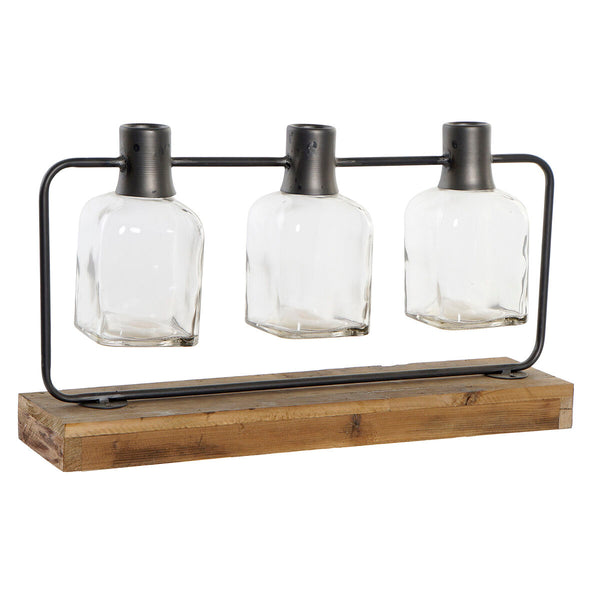 DKD Home Decor Maljakko Musta Metalli ja Puu
