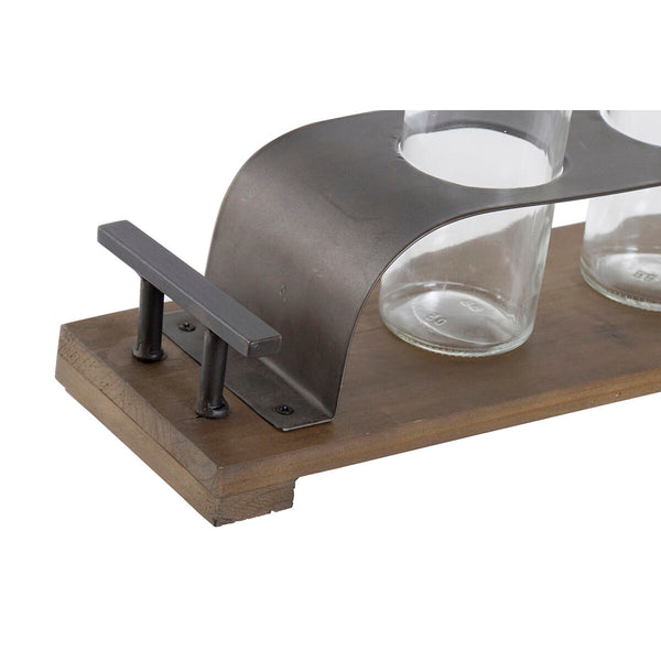 DKD Home Decor Maljakko Ruskea Musta Metalli Kristalli 3 kpl