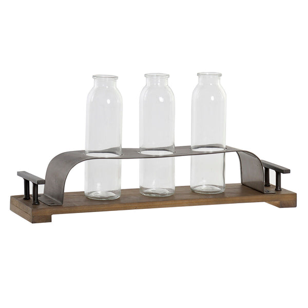 DKD Home Decor Maljakko Ruskea Musta Metalli Kristalli 3 kpl