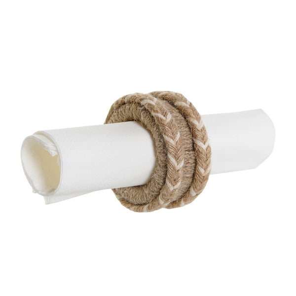 DKD Home Decor Juutti Lautasliinarenkaat 4 kpl