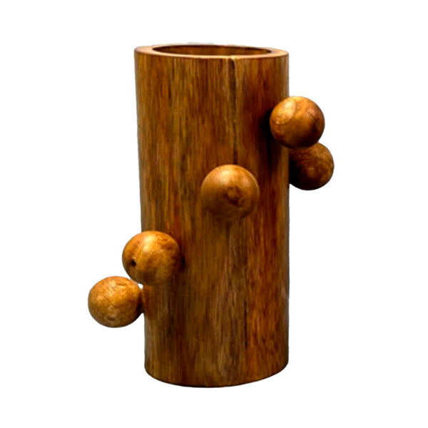 Ruskea Mangopuinen Maljakko 16x16x23 cm