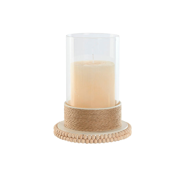 Shabby Chic Kynttilänjalka Vaaleanruskea Metalli ja Köysi