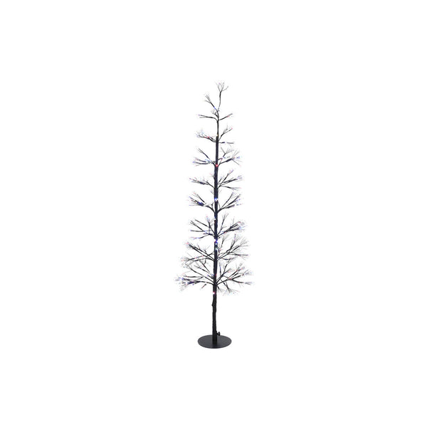 Musta Metallinen Joulupuu LED-valoilla 120 cm