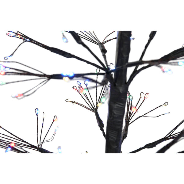 Musta Metallinen Joulupuu LED-valoilla 120 cm