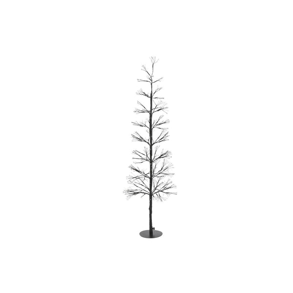 Musta Metallinen Joulupuu LED-valoilla 120 cm