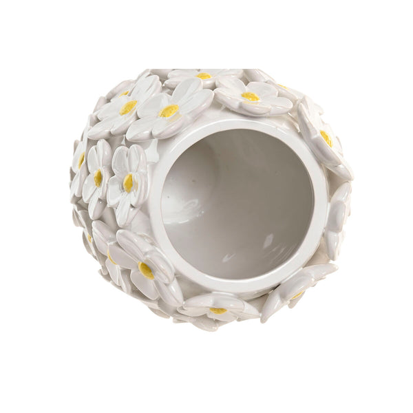 Keramikkamaljakko Shabby Chic Keltainen Valkoinen