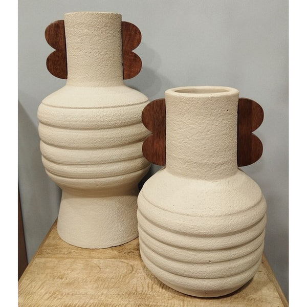 Maljakko Mangopuusta Ruskea Beige Terrakotta