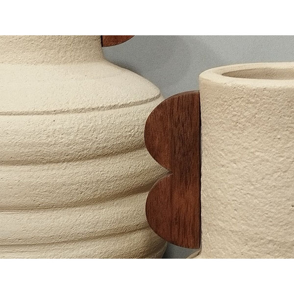 Maljakko Mangopuusta Ruskea Beige Terrakotta