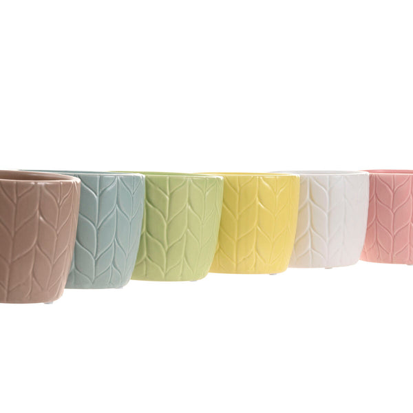 Dolomiittikukkaruukut 6 kpl - Keltainen, Sininen, Valkoinen, Pinkki