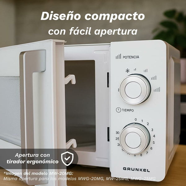 Grunkel Valkoinen Mikroaaltouuni 25L 900W - Vuodevaatteet.fi