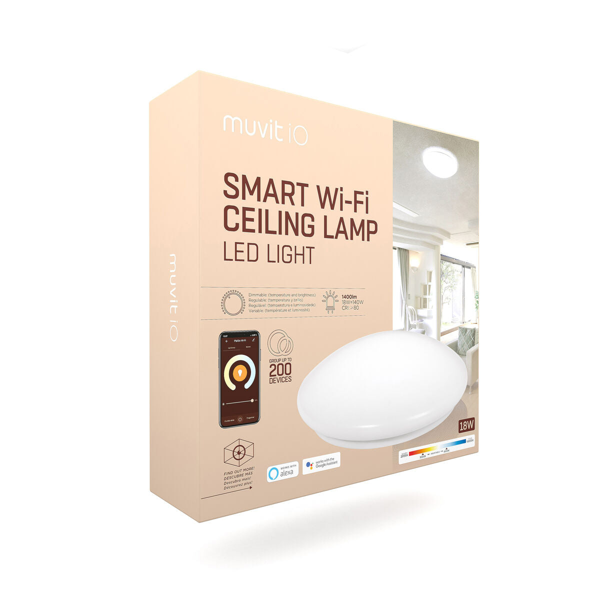 Älykäs Kattolamppu Wi-Fi Valkoinen Metalli