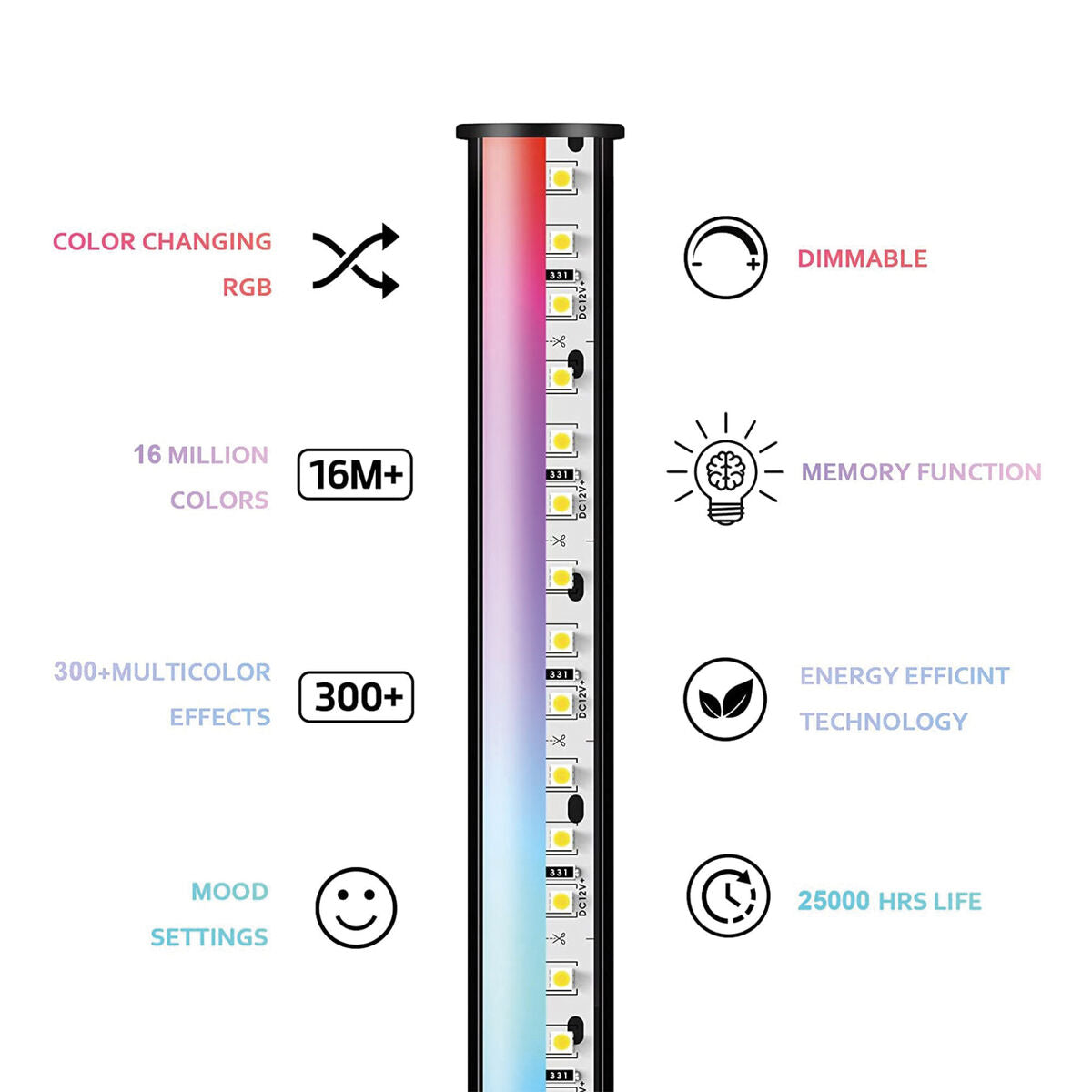 KSIX LED-lattialamppu 12 W, 140 cm, musta