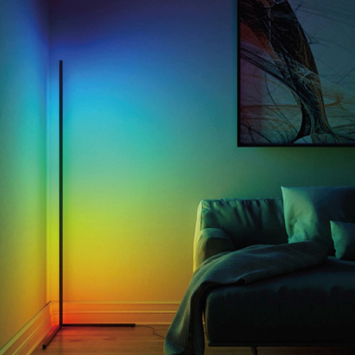 KSIX LED-lattialamppu 12 W, 140 cm, musta