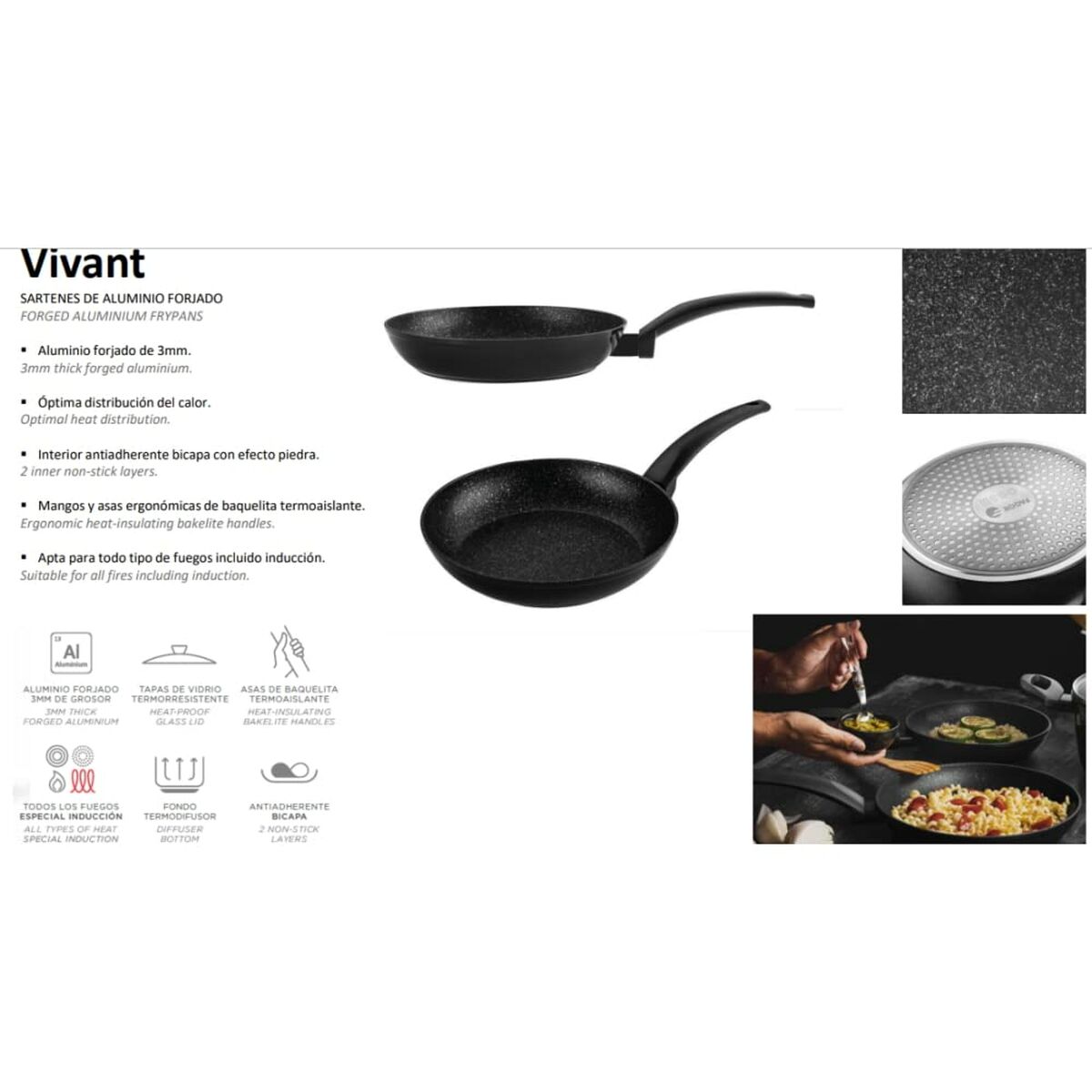 Fagor Vivant 28 cm Paistinpannu Musta