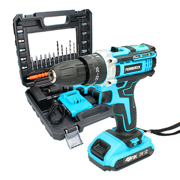 Ferrestock akkuporakone ja tarvikesetti 21 V