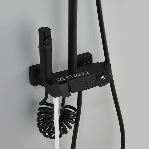 Fontastock Musta Suihkukolumni Ruostumaton Teräs