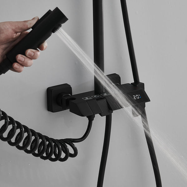 Fontastock Musta Suihkukolumni Ruostumaton Teräs