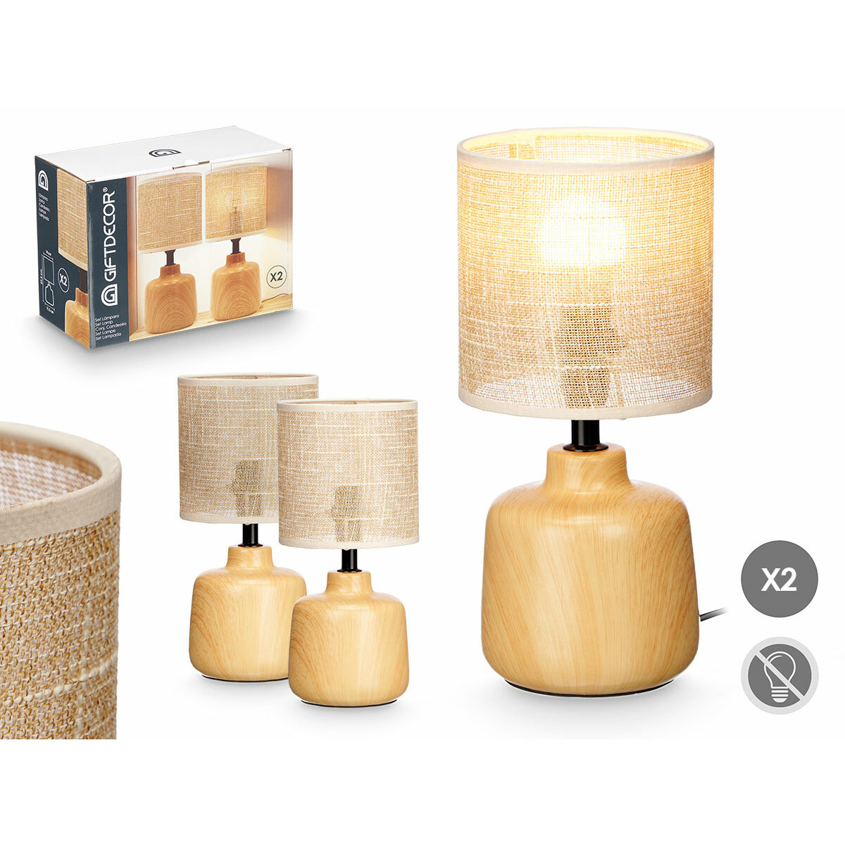 Gift Decor ruskea pöytälamppu, 60 W, 2 kpl