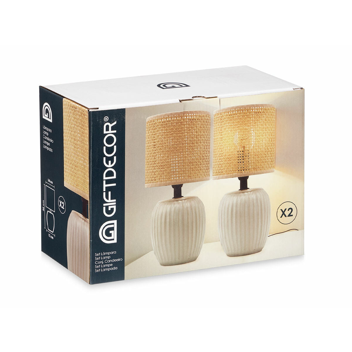 Gift Decor Valkoinen Pöytälamppu 60 W, 2 kpl