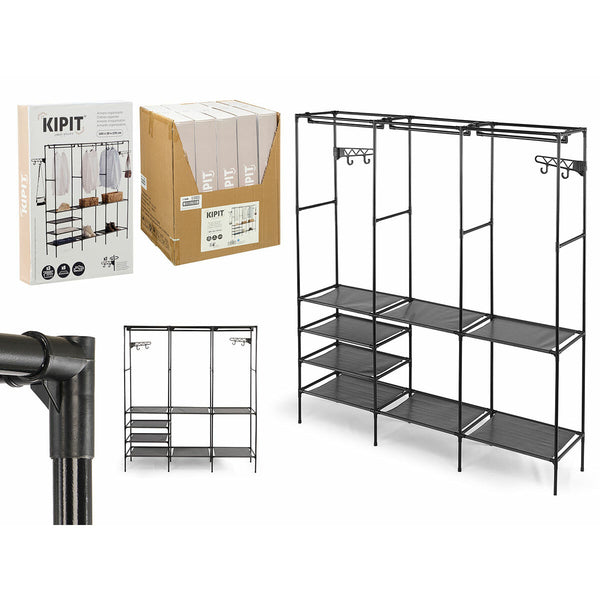 Kipit Musta Vaatekaappi Metalli ja Kangas 160x36x170 cm