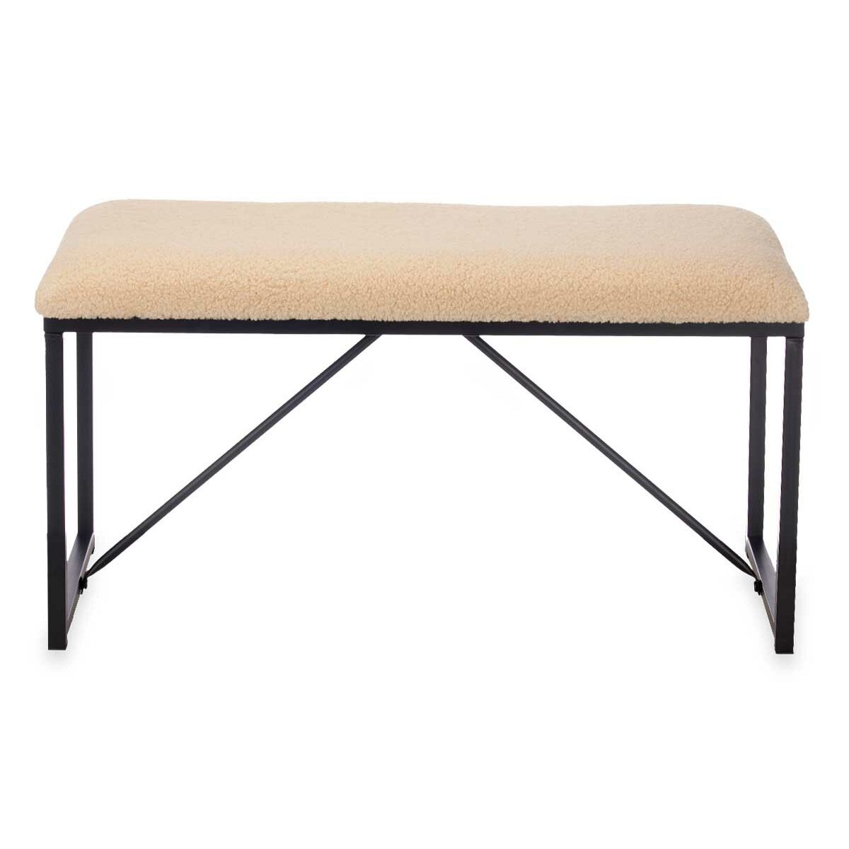 Beige Penkki Metalli ja Kangas 81x42x38 cm