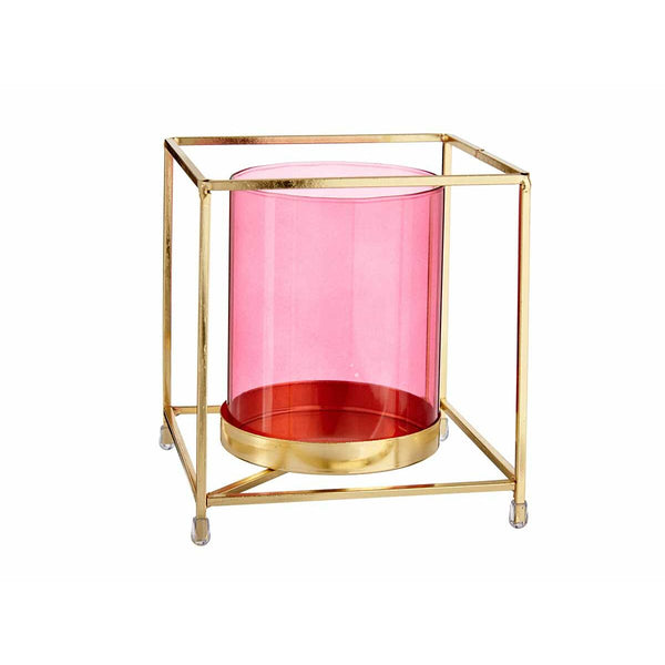 Gift Decor kynttilänjalka pinkki kullattu metalli ja lasi