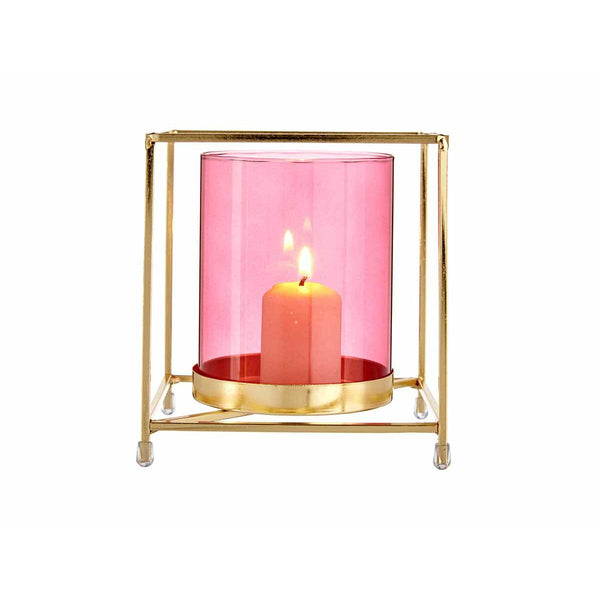 Gift Decor kynttilänjalka pinkki kullattu metalli ja lasi