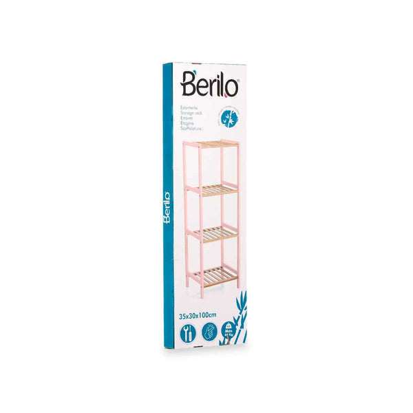 Berilo Pinkki Kylpyhuonehylly Bambu ja Mänty